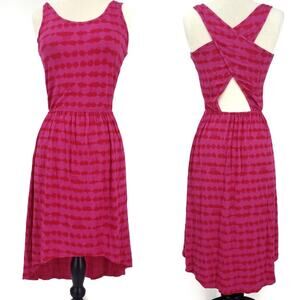 Kensie Womens Hi Low Cross Back Tie Dye Striped Tank Sun Dress Pink Size XS